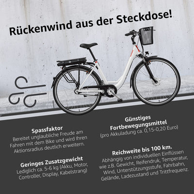 TELEFUNKEN E-Bike 28 Zoll Elektrofahrrad Alu mit 7-Gang Shimano Nabenschaltung, Pedelec Citybike mit Fahrradkorb, 250W und 13Ah, 36V Lithium-Ionen-Akku Multitalent weiß + ‎Sekura Fahrradschloss