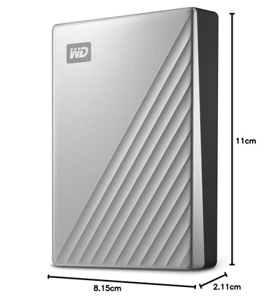 WD My Passport Ultra externe Festplatte 4 TB (mobiler Speicher, Metallgehäuse, herunterladbare Software, automatische Backups, Passwortschutz) Silber - auch kompatibel mit PC, Xbox, PS4 und PS5