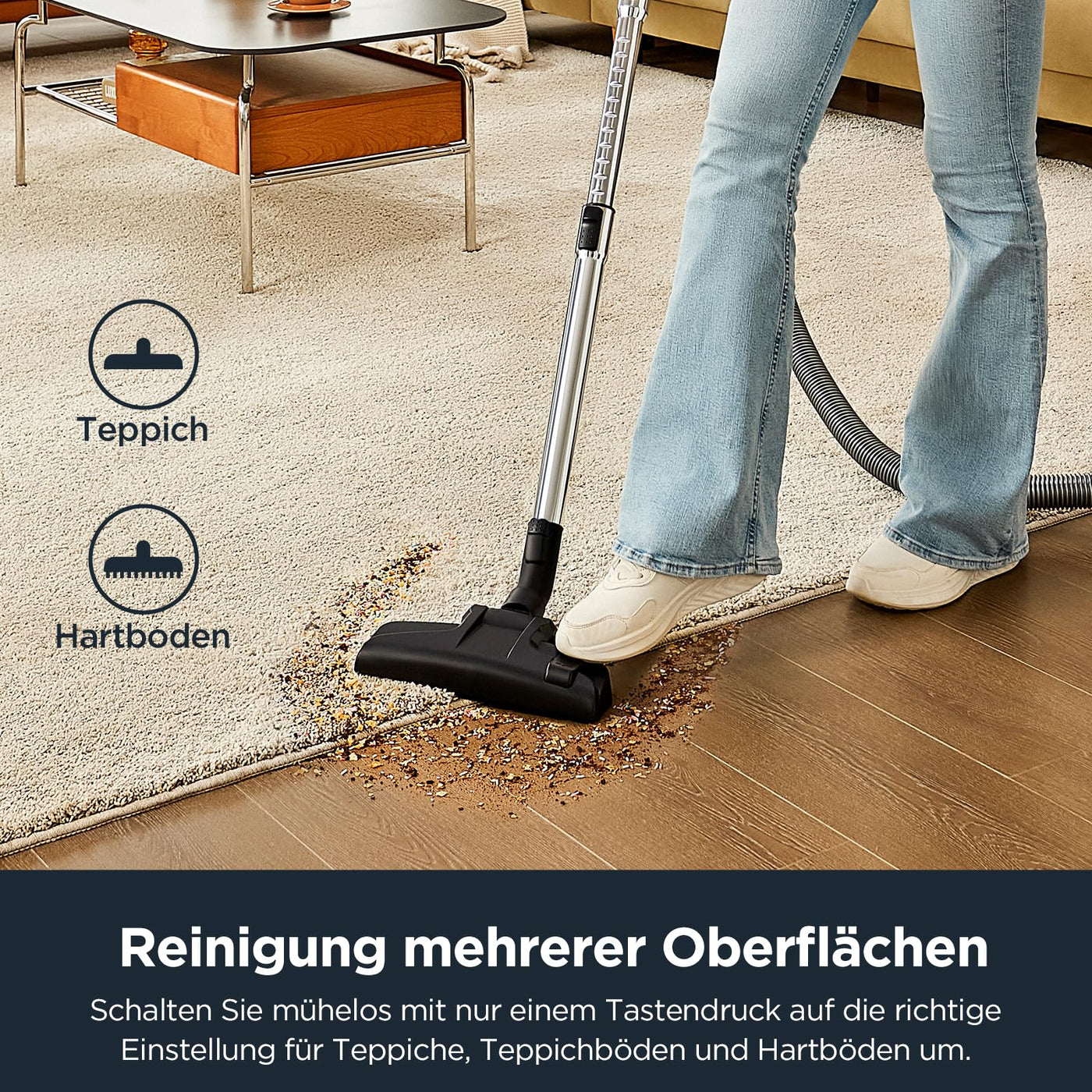 Eureka WhirlWind Staubsauger Beutellos, Leistungsstark, Kompakt und Leicht, für Hartböden und Teppich, HEPA-Filter, 8m Aktionsradius, 700W, 1,5L, Blau