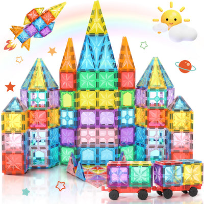 Lovchil Magnetische Bausteine 61 Teiles Magnetbausteine ab 3+ Jahre Magnet Spielzeug Vorschule Lernen Montessori Kinderspielzeug für 3 4 5 6 7 8 Jahre alte Jungen und Mädchen
