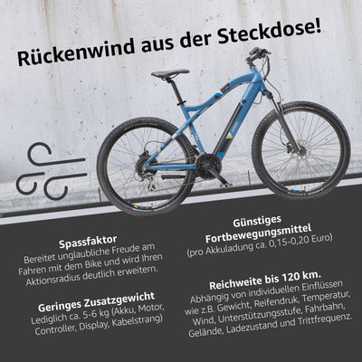 TELEFUNKEN E-Bike Mountainbike Elektrofahrrad Alu, 24 Gang Kettenschaltung - Pedelec MTB 27,5 Zoll, Hinterradmotor 250W, Scheibenbremsen, Fahrradschloss, Aufsteiger M922