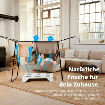 HEYDRY Wäschetrockner Wäscheständer - Made in Germany - schneller trockene Wäsche - platzsparend energiesparend klein - für jede Wäsche - Trockner Ventilator Lüfter - weiß