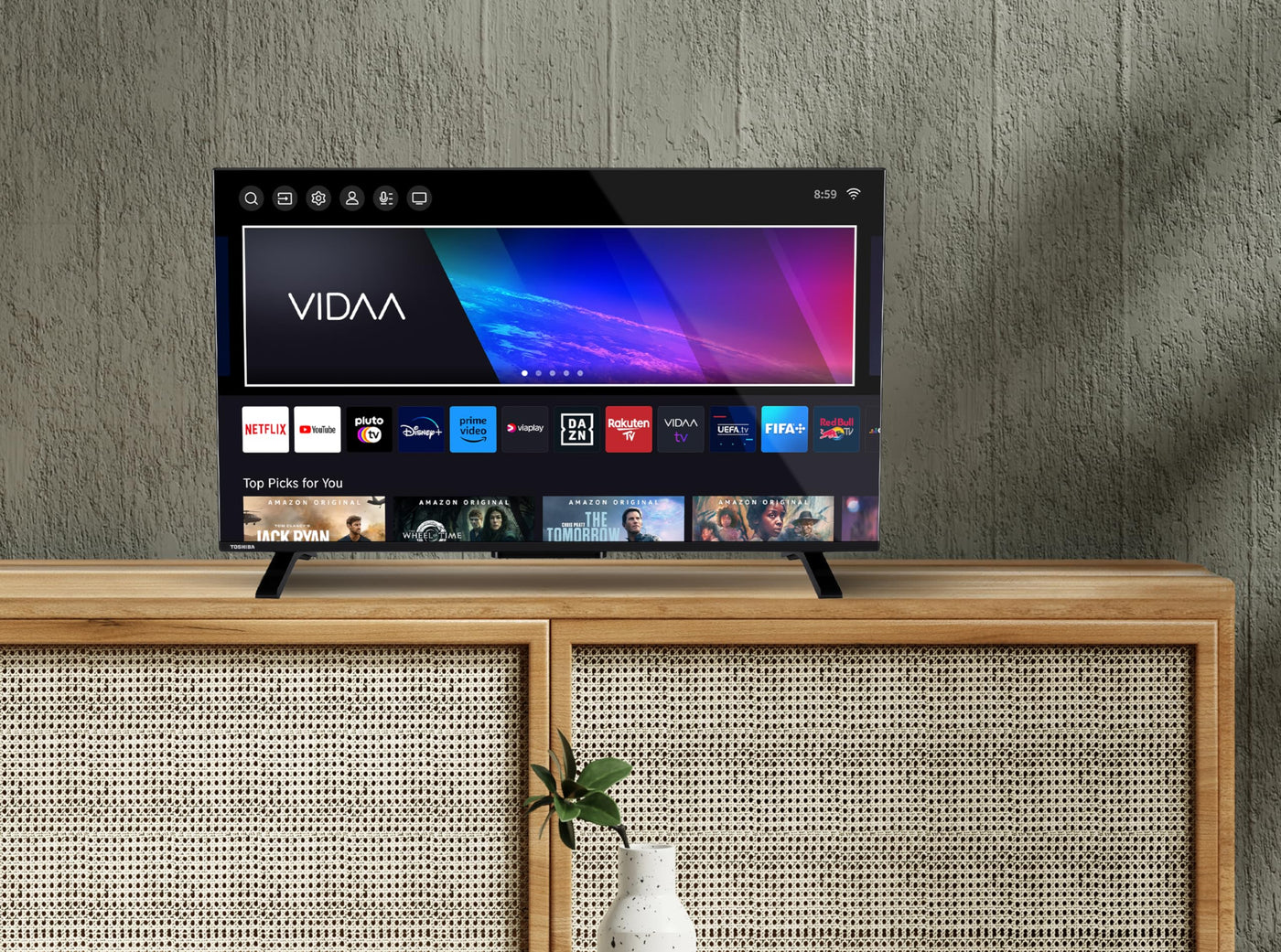 Toshiba Smart VIDAA TV 43 Zoll Ultra HD 43UV2363DA 4K 43 Zoll TV LED TV kompatibel mit Alexa, DVB-T2, LED-Technologie, Dolby Vision HDR10, HDMI 2.1