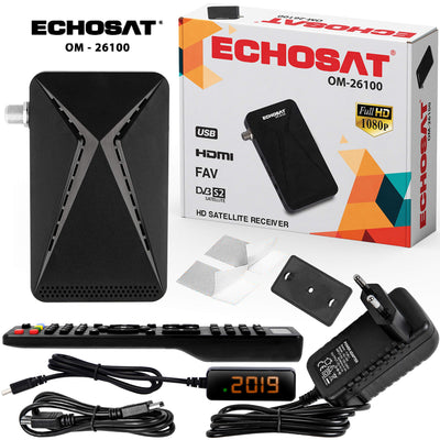 Echosat OM-26100 Mini Sat Receiver -DVB S/S2 Satelliten Receiver ✓Full HD ✓1080 P ✓HDMI ✓2 x USB 2.0 ✓HDTV [Digital Satelliten Receiver] (Astra Hotbird Türksat )-Schwarz