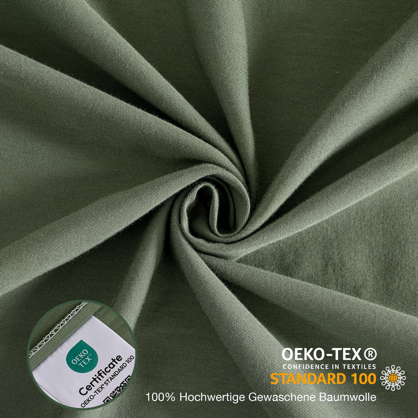 JELLYMONI Bettwäsche 135x200 Baumwolle 4-Teilig Bettwäsche-Sets Grün Oeko-Tex 100% Gewaschene Baumwolle 2 Bettbezüge mit Reißverschluss und 2 Kissenbezüge 40X80 mit Umschlag Weich 4tlg. Bettwäsche