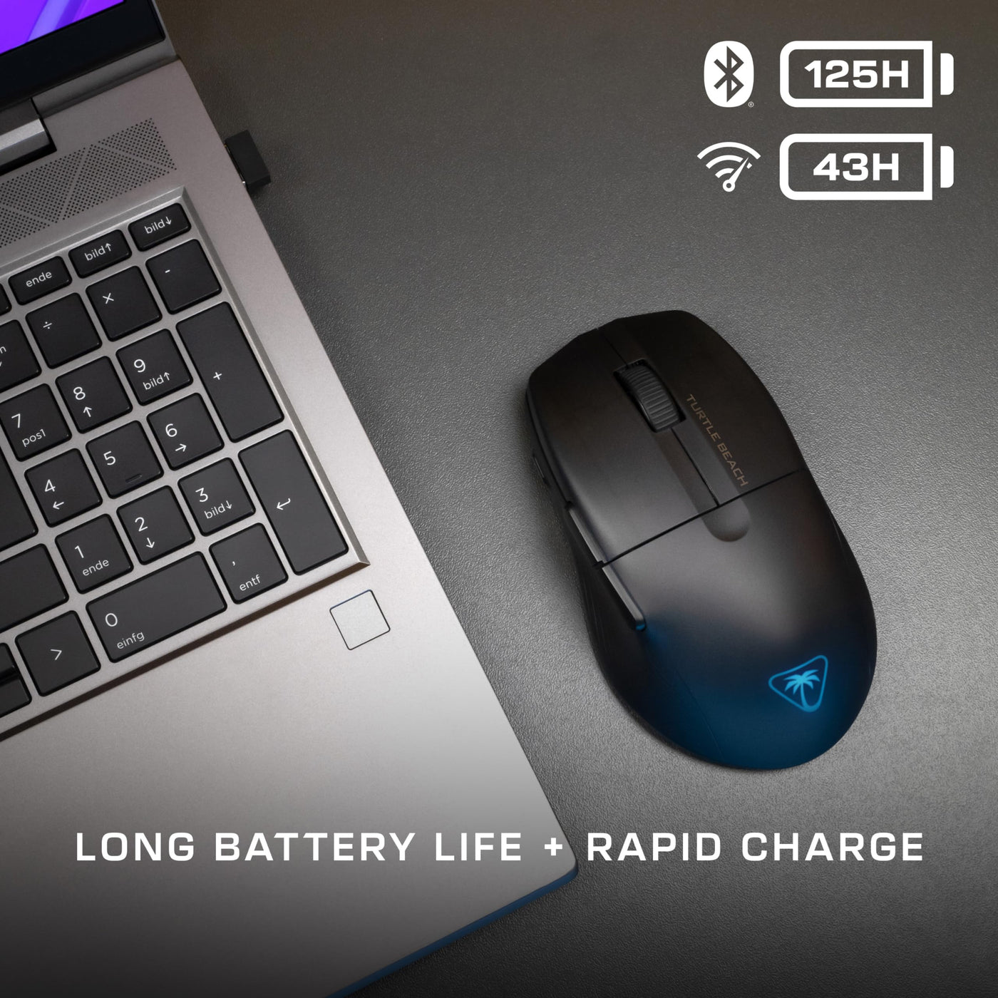 Turtle Beach Pure Air – Ultraleichte, kabellose und ergonomische RGB-Gaming-Maus, optischer Sensor mit 26.000 DPI, 125h Akkulaufzeit - Schwarz