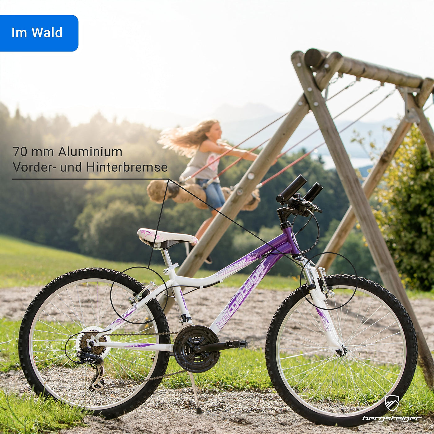 Bergsteiger Verona 24 Zoll Kinderfahrrad, geeignet für 8, 9, 10, 11 Jahre, 18 Gang-Schaltung, Mountainbike mit Gabel-Federung, Mädchen-Fahrrad