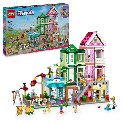 LEGO Friends Heartlake City Wohn- und Einkaufsstraße, Bauset für Rollenspiele mit 9 Charakteren (darunter 7 Minifiguren) und 3 Katzen, Geschenk für Mädchen und Jugendliche, Spielzeughaus 42670