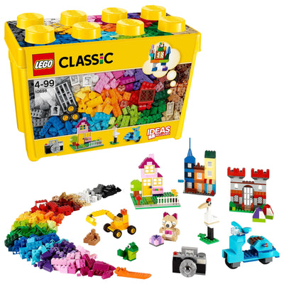 LEGO Classic Große Bausteine-Box mit kreativen Bausteinen, Kamera, Vespa und Bagger als Bauset – Geschenk zu Weihnachten für Jungen und Mädchen ab 4 Jahren – Kreatives Spielzeug zum Bauen - 10698