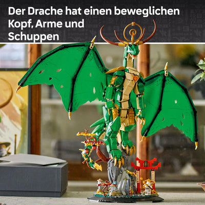 LEGO NINJAGO Wächterdrache Bauset - Mit Drachenfigur, Meister Wu Minifigur & Ständer – Bauspielset für Jungen ab 14 Jahren & Teenager 71847