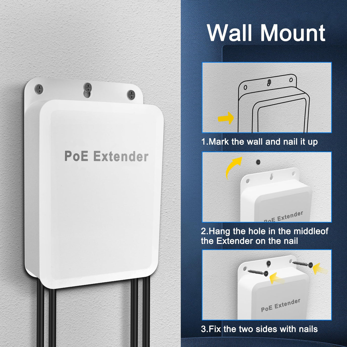 MEIRIYFA Gigabit PoE Extender Outdoor 4 Ports PoE Switch IEEE 802.3 af/at PoE Repeater, 1000Mbps 1 PoE in 3 PoE Out Waterproof 30W 100m of Power and Data for PoE Injector and Security Camera