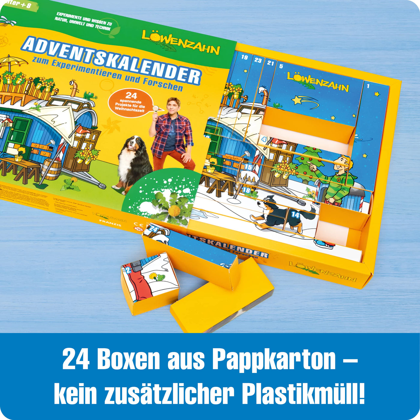 FRANZIS 67165 - Löwenzahn Adventskalender zum Experimentieren und Forschen, 24 spannende Projekte für die Weihnachtszeit, für Kinder ab 8 Jahren: Experimente und Wissen zu Natur, Umwelt und Technik