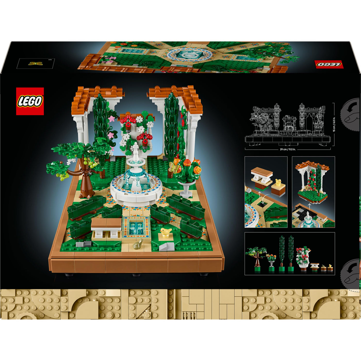 LEGO Icons Springbrunnengarten - Miniatur Bauset für Erwachsene mit Laubengängen, Zypressen, Bäumen, Weinreben, Blumen - Kreative Geschenkidee zum Geburtstag, Einweihung für Frauen, Männer - 10359