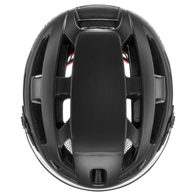 uvex finale visor - sicherer City-Helm für Damen und Herren - mit Visier - inkl. LED-Licht - black matt - 56-61 cm