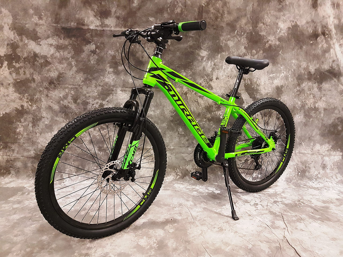 26 Zoll Aluminium Mountainbike Mirage Gefedert, 21-Gang DAUMENKLICKKETTENSCHALTUNG, Scheibenbremsen NEU 2667-GRÜN Bitte BEACHTEN AB 155 cm KÖPERGRÖSSE GEEIGNET !!!!!!!