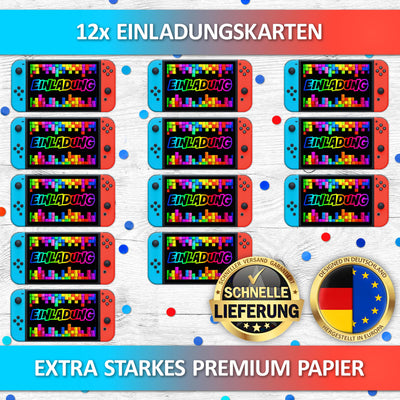 12x Gaming EINLADUNGSKARTEN KINDERGEBURTSTAG Junge Mädchen - die Gamepad PARTY Karten sind die Gamer EINLADUNG für Jungen Mädchen Kinder GEBURTSTAG Einladung VIDEOSPIEL Game-Controller SPIELEABEND
