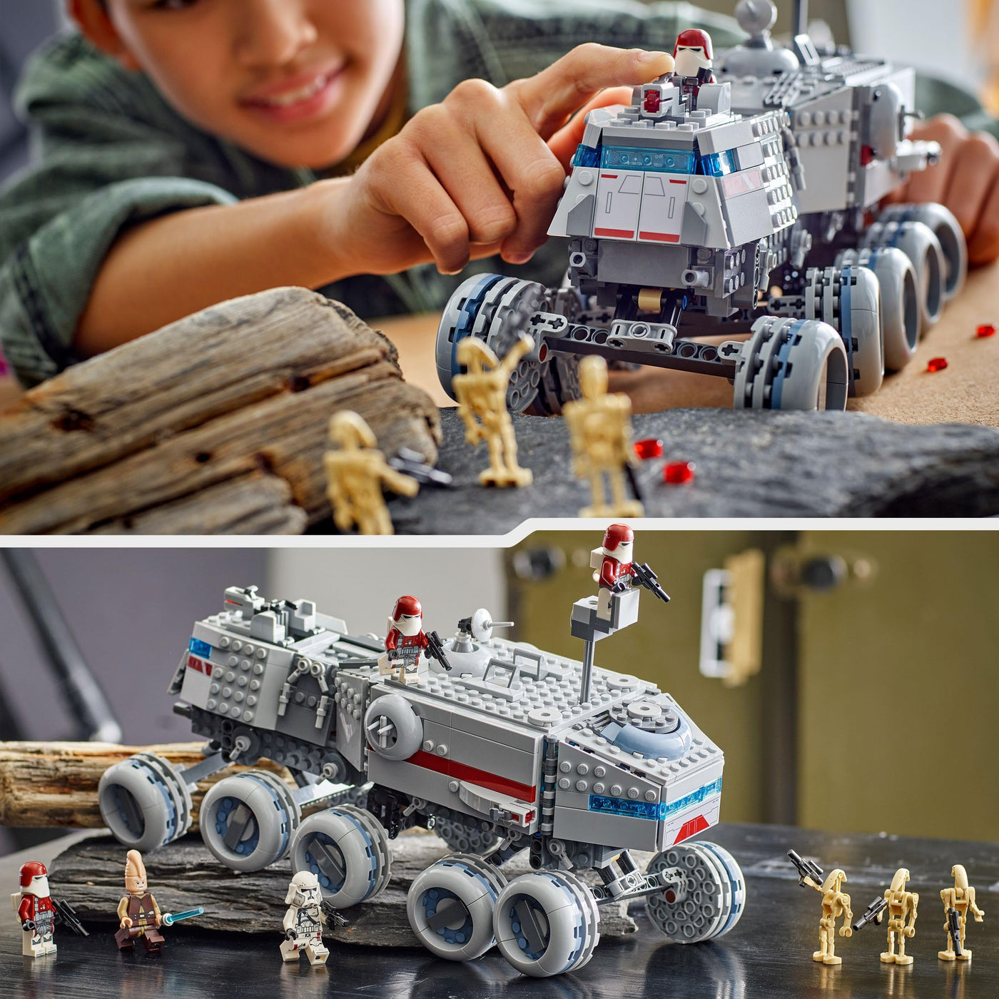 LEGO Star Wars: The Clone Wars Republikanischer Juggernaut - Spielzeug mit Transportfahrzeug - Bauset mit Lichtschwert - Kreatives Spielzeug für Kinder und Erwachsene Fans - 75413