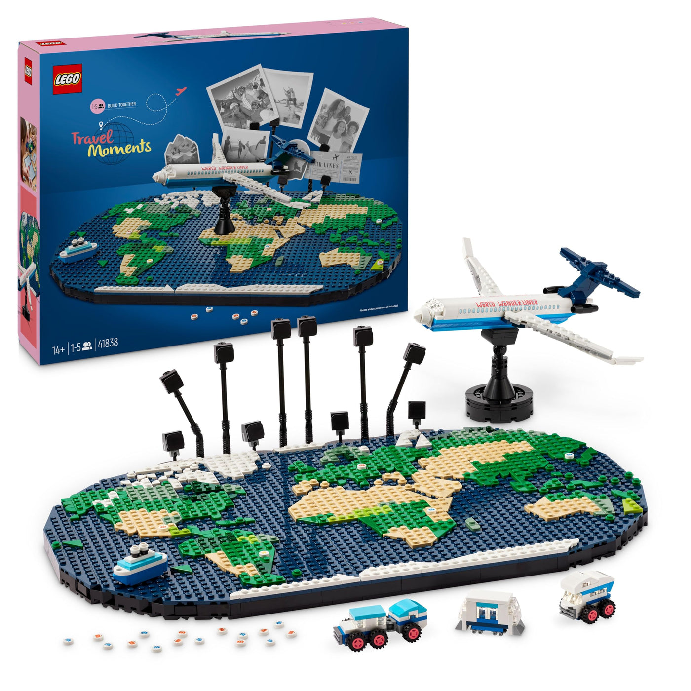 LEGO Reiseerinnerungen, Spielzeugweltkarte, BAU- und Spielset für Mädchen und Jungen, Geschenk für Familien, die Abenteuer und Reisen lieben, kreative Aktivität, Sammlerstück 41838