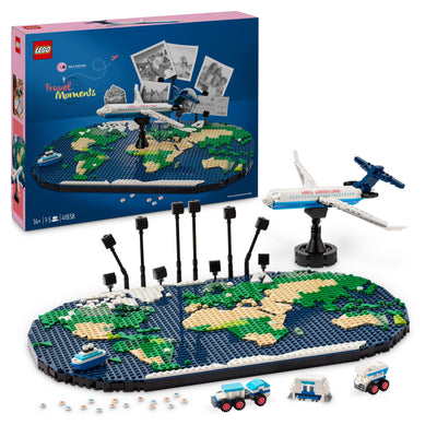 LEGO Reiseerinnerungen, Spielzeugweltkarte, BAU- und Spielset für Mädchen und Jungen, Geschenk für Familien, die Abenteuer und Reisen lieben, kreative Aktivität, Sammlerstück 41838