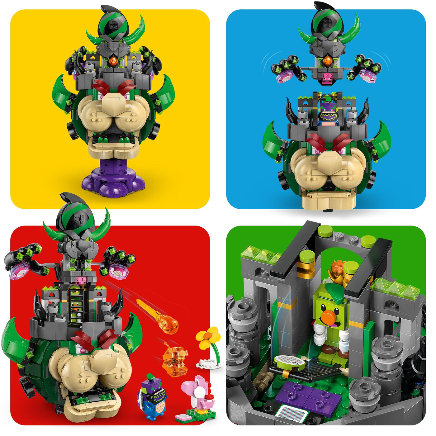 LEGO Super Mario Prinz Florian & Schloss Bowser - Interaktives Spielzeug mit 4 Figuren - Pinker Yoshi & Stand zum Spielen & Ausstellen - Gamer Geschenk für Jungen & Mädchen ab 9 Jahren - 72042