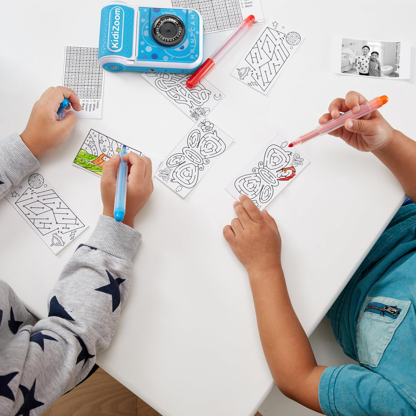 Vtech KidiZoom Print Cam blau – Sofortbild-Kinderkamera mit Druckfunktion,Selfie- und Videofunktion,Effekten,Spielen u. v. m. Für Kinder von 4-12 Jahren