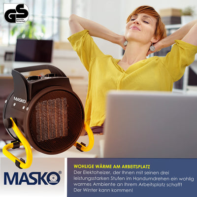MASKO® Elektroheizer Heizlüfter Bauheizer 9KW Keramik Heizstrahler 9000 Watt Elektroheizgebläse elektrisch Heizgerät mit Thermostat mit 3 Heizstufen Elektroheizung Heizgebläse für Innen- Außeneinsatz
