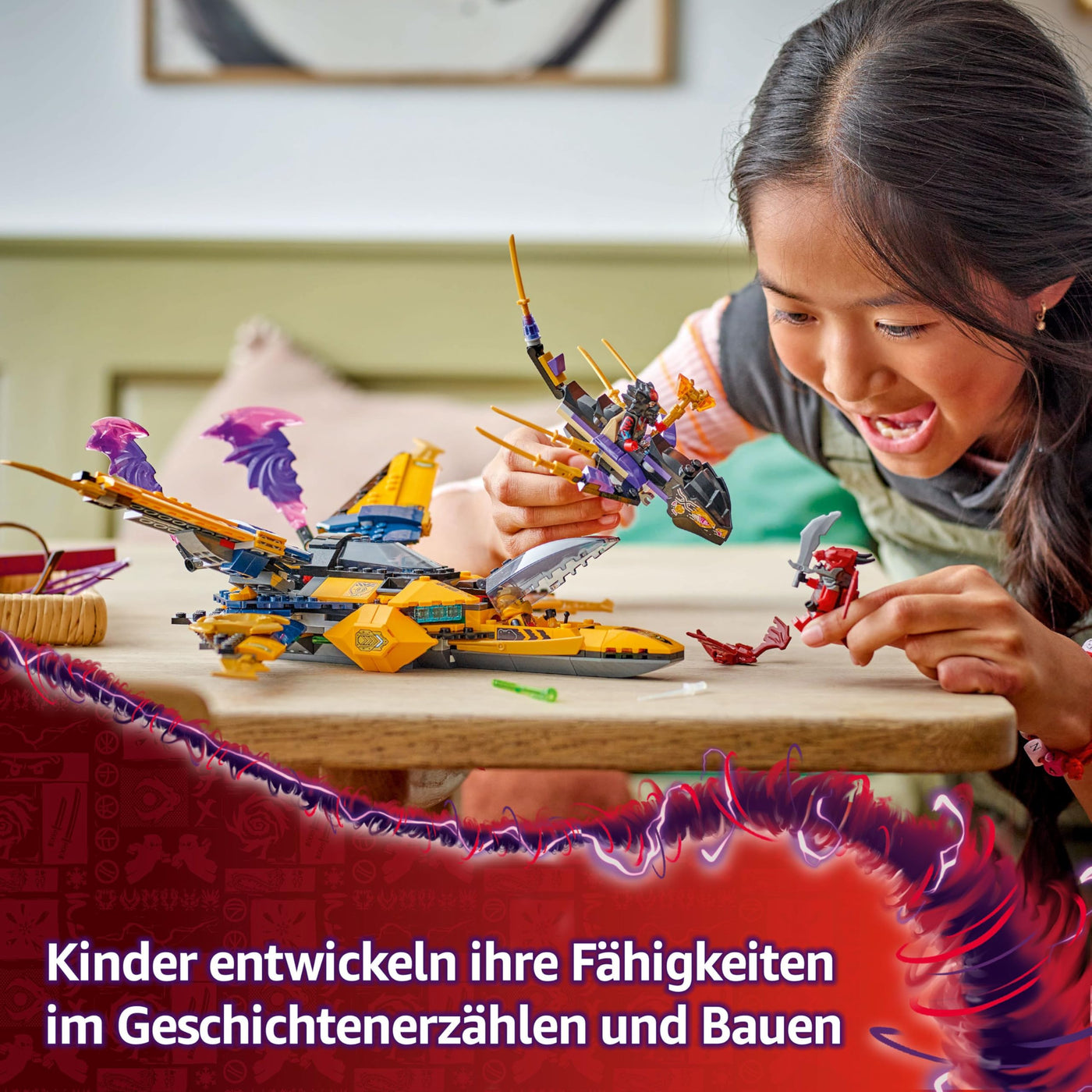 LEGO NINJAGO Ras und Arins Super-Sturmflieger - Spielzeug mit Drohne, Shootern, Klingen und Triebwerken - Inkl. 3 Minifiguren für Ninja Rollenspiele - Bauset für Jungen und Mädchen ab 8 Jahren 71833