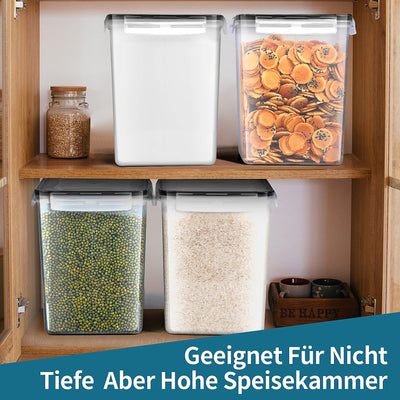 Surejoy 5,2L Groß Vorratsdosen mit Deckel Luftdicht 4er Set mit Kreidemarker und Etiketten, BPA Frei Plastik Aufbewahrungsbox Küche, Zucker Pasta Mehl Müsli Cornflakes Aufbewahrung Vorratsbehälter