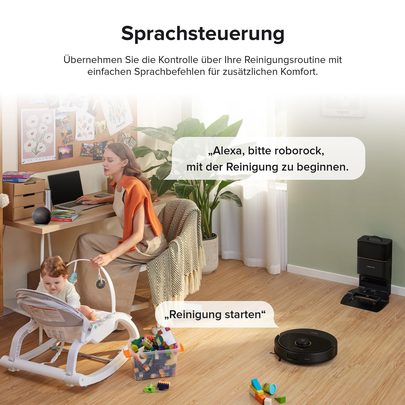 roborock Q8 Max+ Saugroboter mit Absaugstation, DuoRoller-Bürste, 5500Pa Saugkraft, 2,5L Staubbeutel, 350mL Wassertank, Wischroboter PreciSense-LiDAR-Navigation (Schwarz)