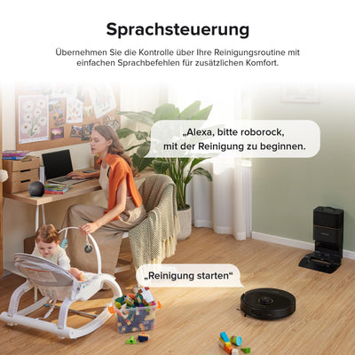 roborock Q8 Max+ Saugroboter mit Absaugstation, DuoRoller-Bürste, 5500Pa Saugkraft, 2,5L Staubbeutel, 350mL Wassertank, Wischroboter PreciSense-LiDAR-Navigation (Schwarz)