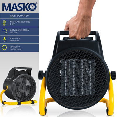 MASKO® Elektroheizer Heizlüfter Bauheizer 9KW Keramik Heizstrahler 9000 Watt Elektroheizgebläse elektrisch Heizgerät mit Thermostat mit 3 Heizstufen Elektroheizung Heizgebläse für Innen- Außeneinsatz