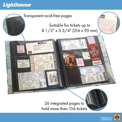 Leuchtturm 357971 Ticket-Sammelalbum - Album für 156 Eintrittskarten, Konzertkarten und Tickets