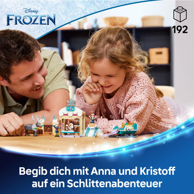 LEGO ǀ Disney Frozen Annas Schlittenabenteuer, Bauspielzeug und Fantasy Spielset, Schokoladenstand mit Anna, Kristoff, Olaf und Sven Mini Puppen, Prinzessin Spielzeug für Mädchen ab 4 Jahren 43256