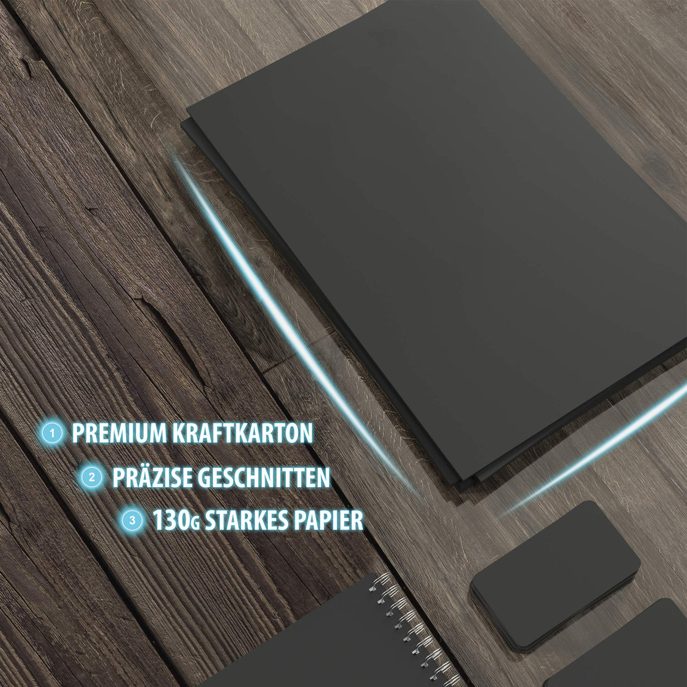 100 Stück Schwarz TONZEICHENpapier A4 – 130g stark – Schwarze Blätter – Bastel Bogen - Vollschwarz – Stabiles Zeichenpapier, Pappe zum Basteln, Zeichenkarton - DIY - Kreativ Zubehör für Fotoalben