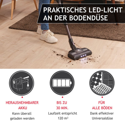 Hoover Akku-Staubsauger ohne Beutel + Knick-Gelenk – bis zu 120 m² mit 1 Akkuladung I Staubsauger kabellos mit XL Staubbehälter & Parkfunktion I Akkusauger mit Fugendüse & Staubbürste [HF103X ]