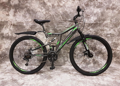 Generisch 26 Zoll MTB Blackrider Vollgefedert 21-Gang Kettenschaltung mit Scheibenbremsen NEU 2638-SCHWARZ-GRÜN Bitte BEACHTEN AB 155 cm KÖPERGRÖSSE GEEIGNET !!!!!!!
