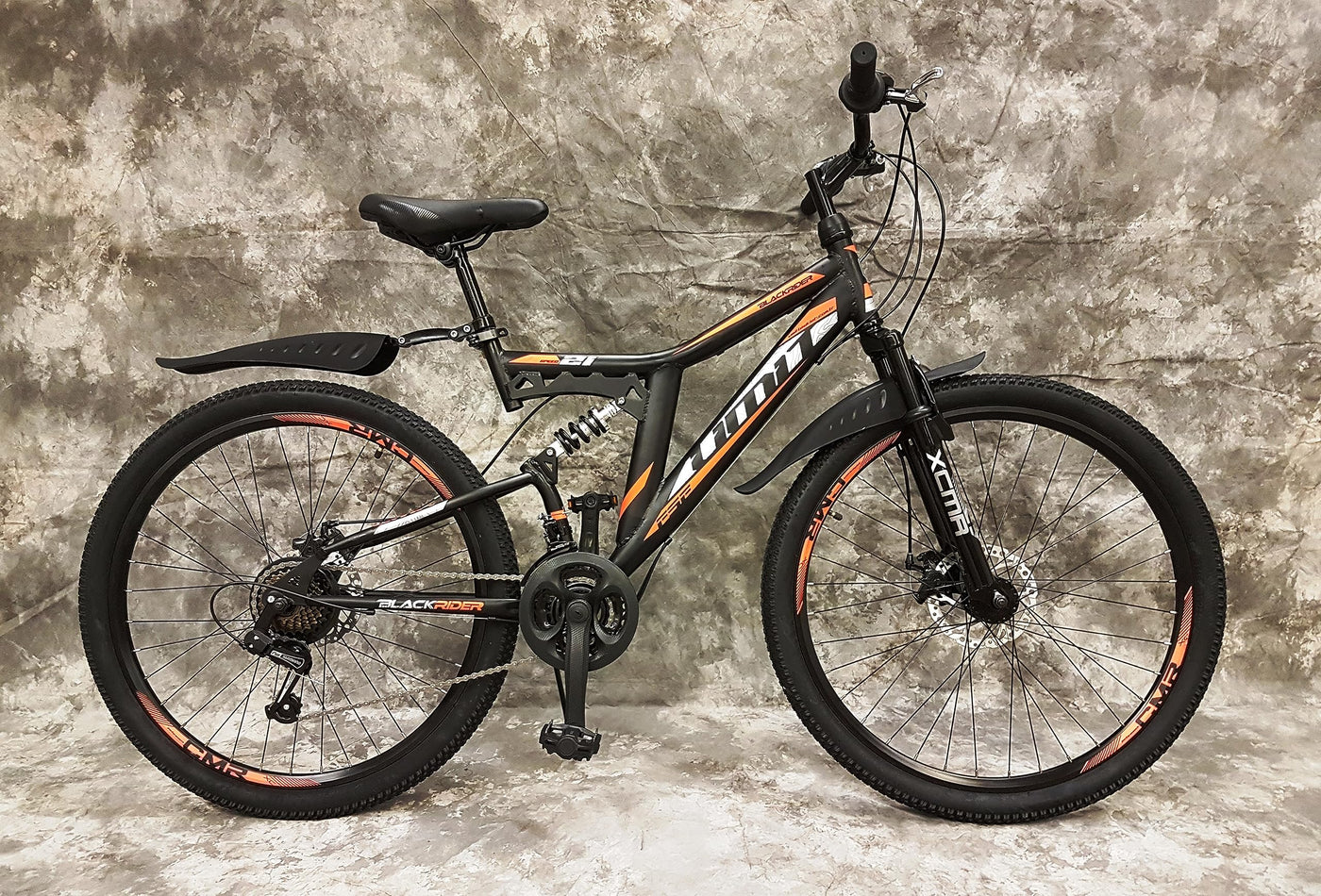 Generisch 26 Zoll MTB Blackrider Vollgefedert 21-Gang Kettenschaltung mit Scheibenbremsen NEU 2638-SCHWARZ-ORANGE Bitte BEACHTEN AB 155 cm KÖPERGRÖSSE GEEIGNET !!!!!!!