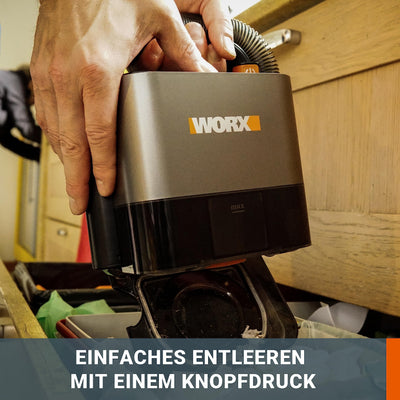 WORX WX030.9 Max Akku Autostaubsauger - beutelloser Hand-Staubsauger - 20V - mit Fugendüse und Kombidüse - ohne Akku & Ladegerät