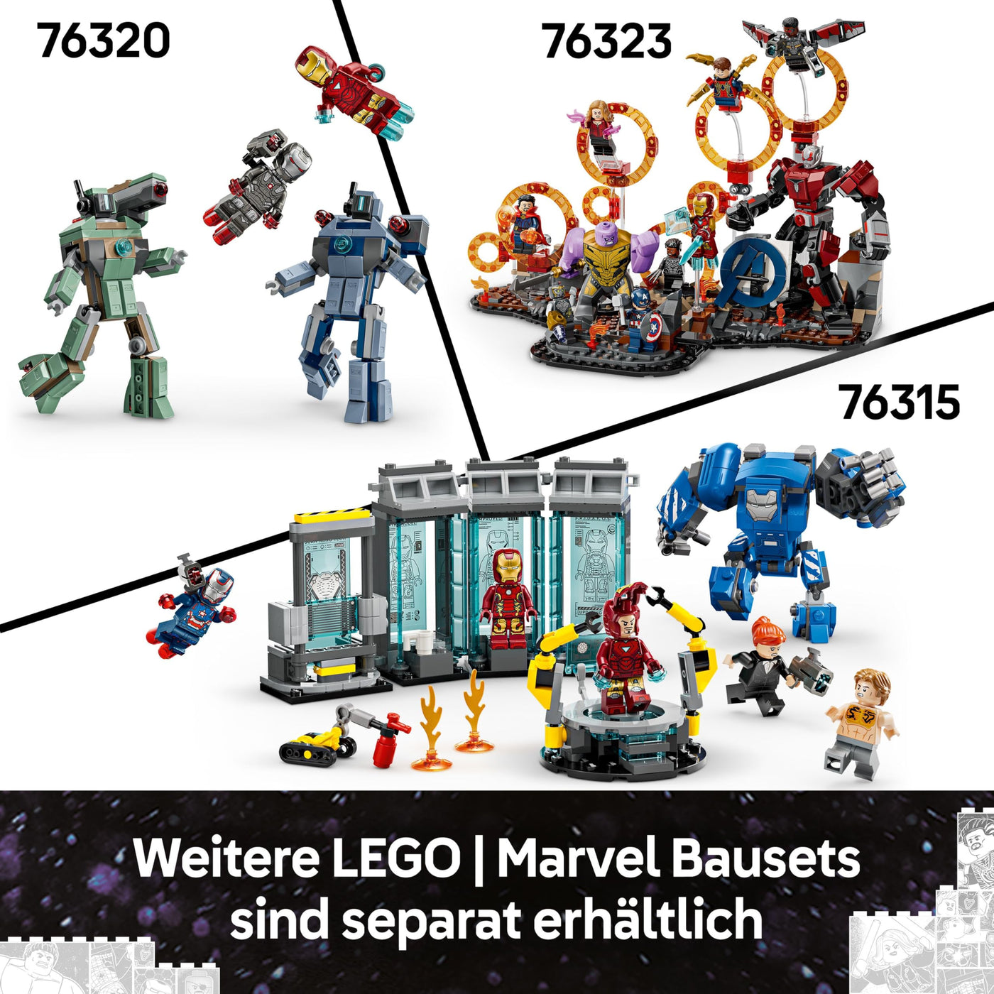 LEGO ǀ Marvel Avengers: Endgame Thor vs. Chitauri Bauset - Superhelden Action mit dem Iron Patriot Mech und 7 Minifiguren - Geschenk für Jungen und Mädchen ab 8 Jahren - 76322