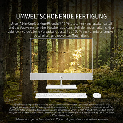 HP Pavilion All-in-One Desktop-PC, 27" QHD Display, AMD Ryzen 7 5700U, 16 GB DDR4 RAM, 1 TB SSD, AMD Radeon-Grafikeinheit, Windows 11 Home, QWERTZ, Weiß