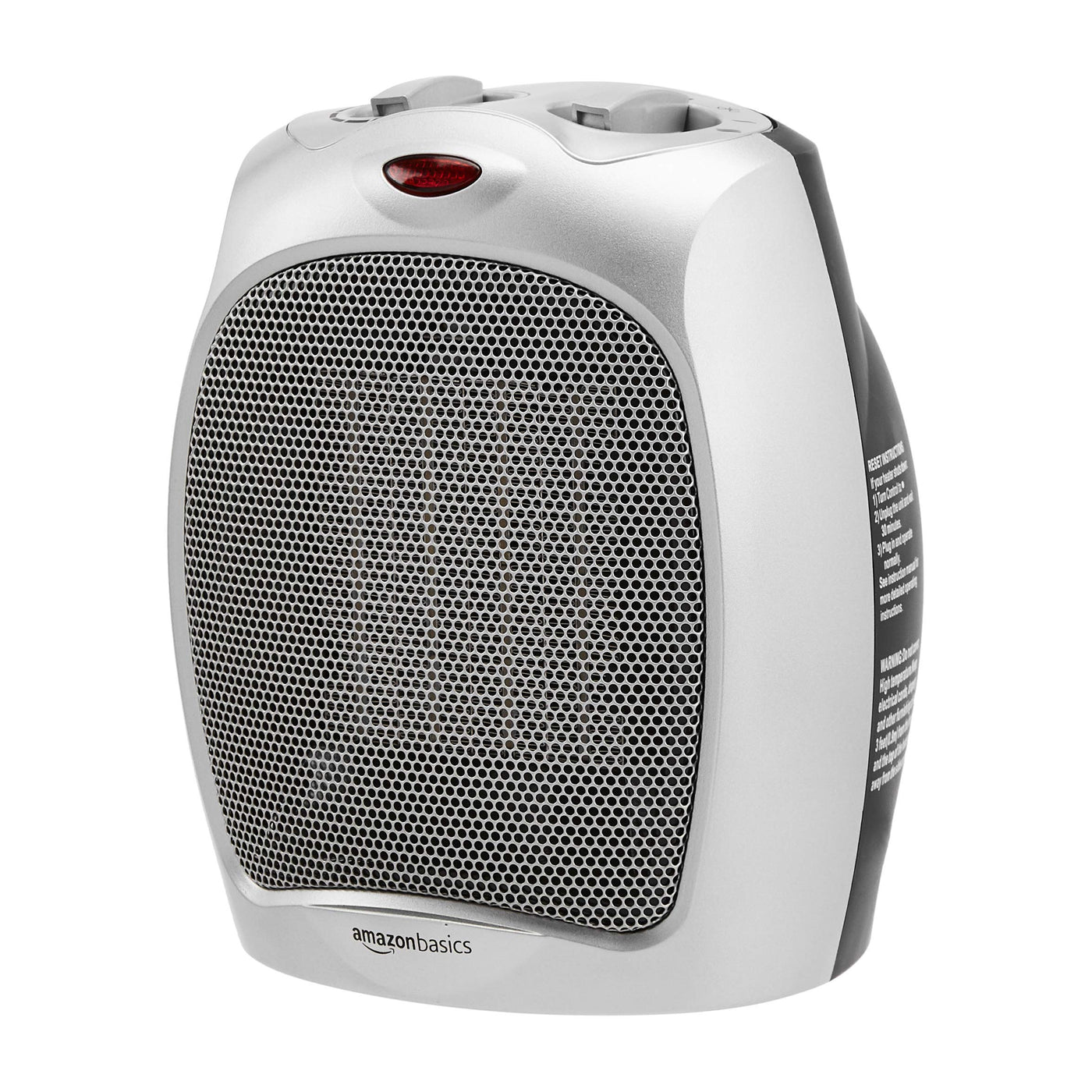 Amazon Basics - Keramik-Standheizung, 1500 W, mit verstellbarem Thermostat - Silberfarben
