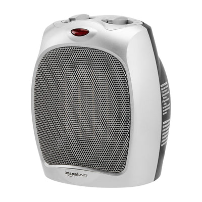 Amazon Basics - Keramik-Standheizung, 1500 W, mit verstellbarem Thermostat - Silberfarben
