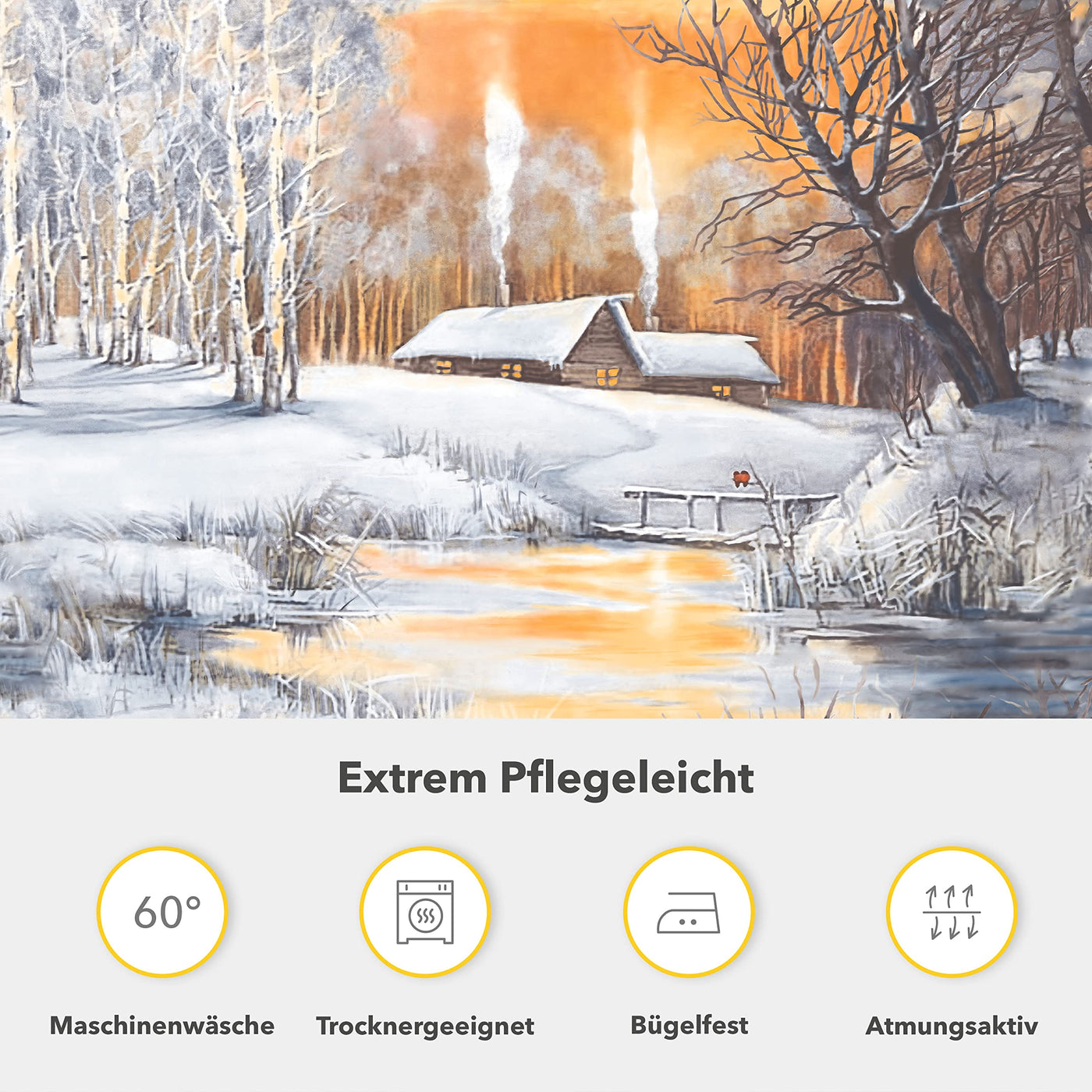 Träumschön Biber Bettwäsche 155x220 2tlg - Kuschelige Bettwäsche Schneelandschaft - Bettwäsche aus 100% Baumwolle - Winterbettwäsche