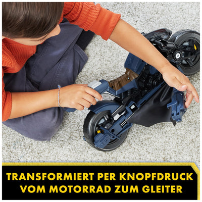 Spin Master Batman Adventures Batcycle - transformierendes 2-in-1 Fahrzeug Motorrad und Gleiter, kompatibel mit 30 cm Batman Action-Figuren, Spielzeug für Kinder ab 4 Jahren