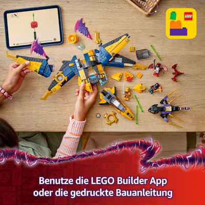 LEGO NINJAGO Ras und Arins Super-Sturmflieger - Spielzeug mit Drohne, Shootern, Klingen und Triebwerken - Inkl. 3 Minifiguren für Ninja Rollenspiele - Bauset für Jungen und Mädchen ab 8 Jahren 71833