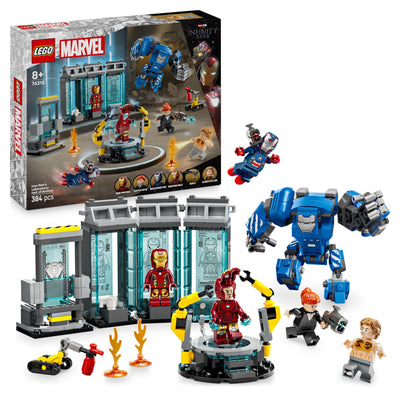 LEGO Marvel Iron Mans Labor: Halle der Rüstungen - Superhelden Spielzeug mit Einer Mech Figur, 5 Minifiguren inkl. Aldrich Killian - Avengers Geschenk für Jungen und Mädchen ab 8 Jahren 76315
