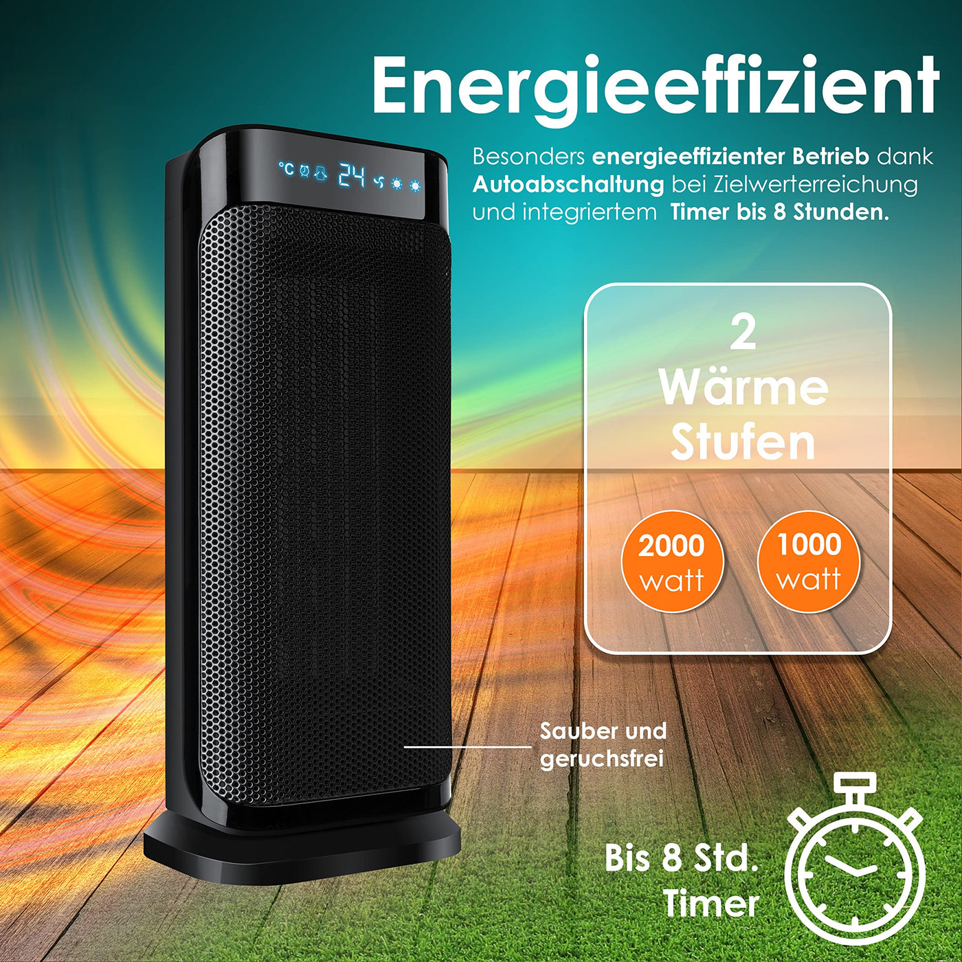 KESSER® - Heizlüfter mit Fernbedienung - 2000W Keramik Heizlüfter Heiztower 10-35°C energiesparend leise - Schnellheizer mit Oszillationsfunktion - 2 x Heizstufen - Timer - Heizung Heater