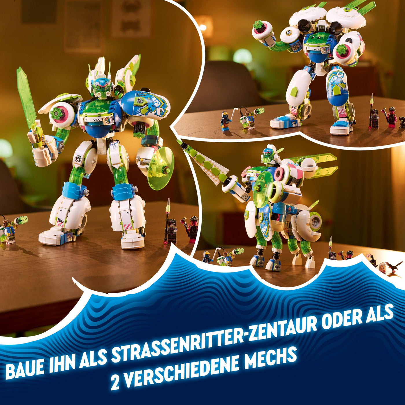 LEGO DREAMZzz 3-in-1 Mateo und Z-Blob der Ritter-Mech, Spielset zum Umbauen für Jungen und Mädchen ab 10 Jahren, Geschenk für Kinder, Fantasy-Set, Roboter in 3 Varianten, Abenteuer-Spielzeug 71485