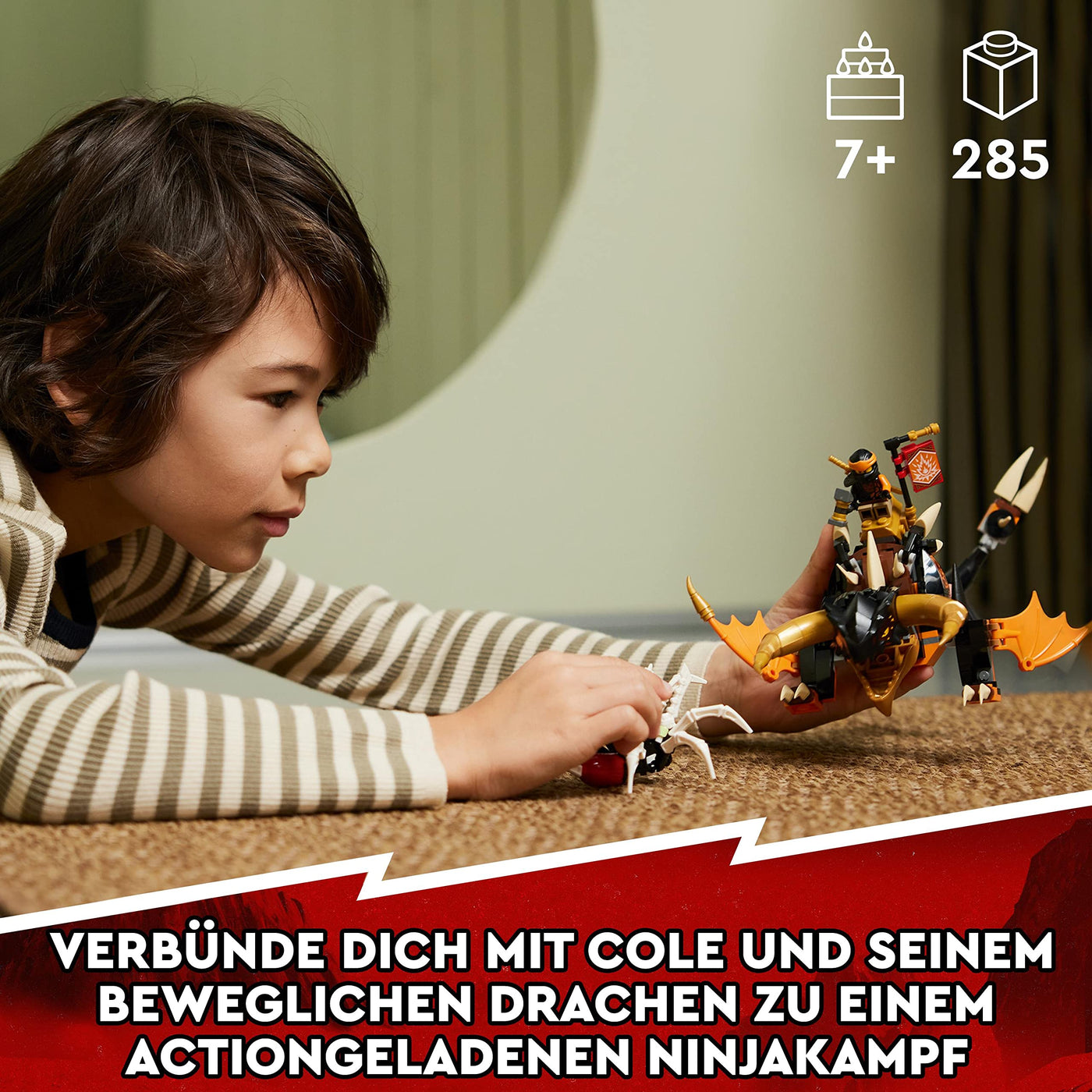LEGO NINJAGO Coles Erddrache EVO, Spielzeug zum Sammeln mit aufrüstbarem Drachen & Skorpion-Figur sowie Minifiguren für Jungen und Mädchen 71782