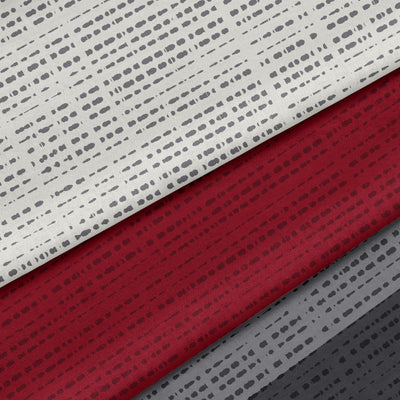 LARAWELL Bettwäsche 135x200 Baumwolle Ganzjahres Bettwäsche-Sets rot grau gestreift Premium